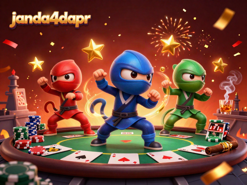 janda4dapr menyajikan suasana permainan poker dengan ninja chameleon beraksi di rooftop
