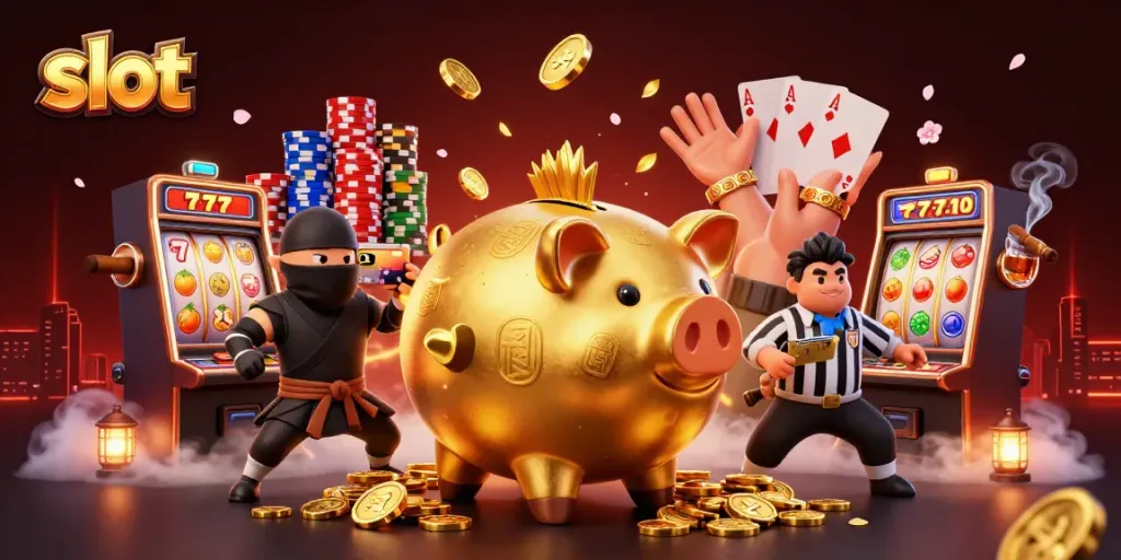 Engage with slot games featuring dynamic scenes of playful characters and shining winnings.