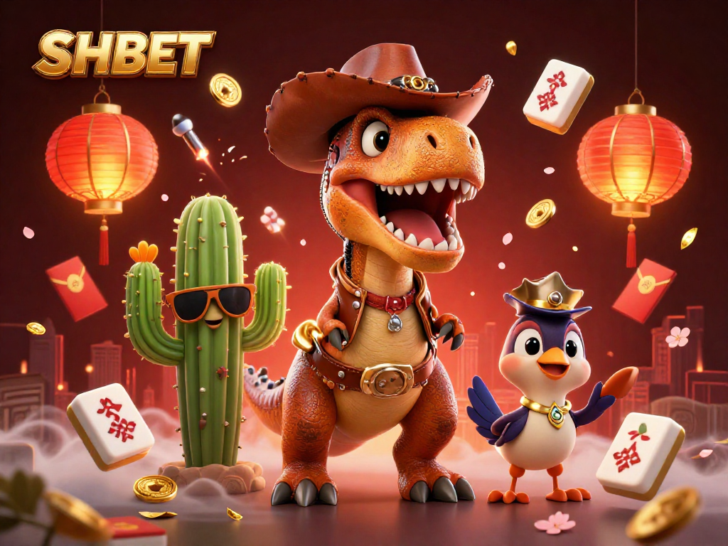 Experience thrilling gaming adventures with SHBET in a vibrant 3D casino world illustration.