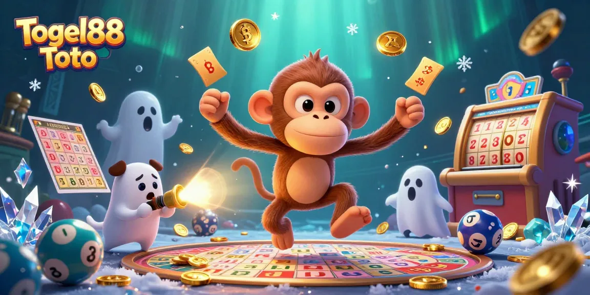 Engage with Togel88 Toto's vibrant lottery scene featuring dynamic elements and gold coins.