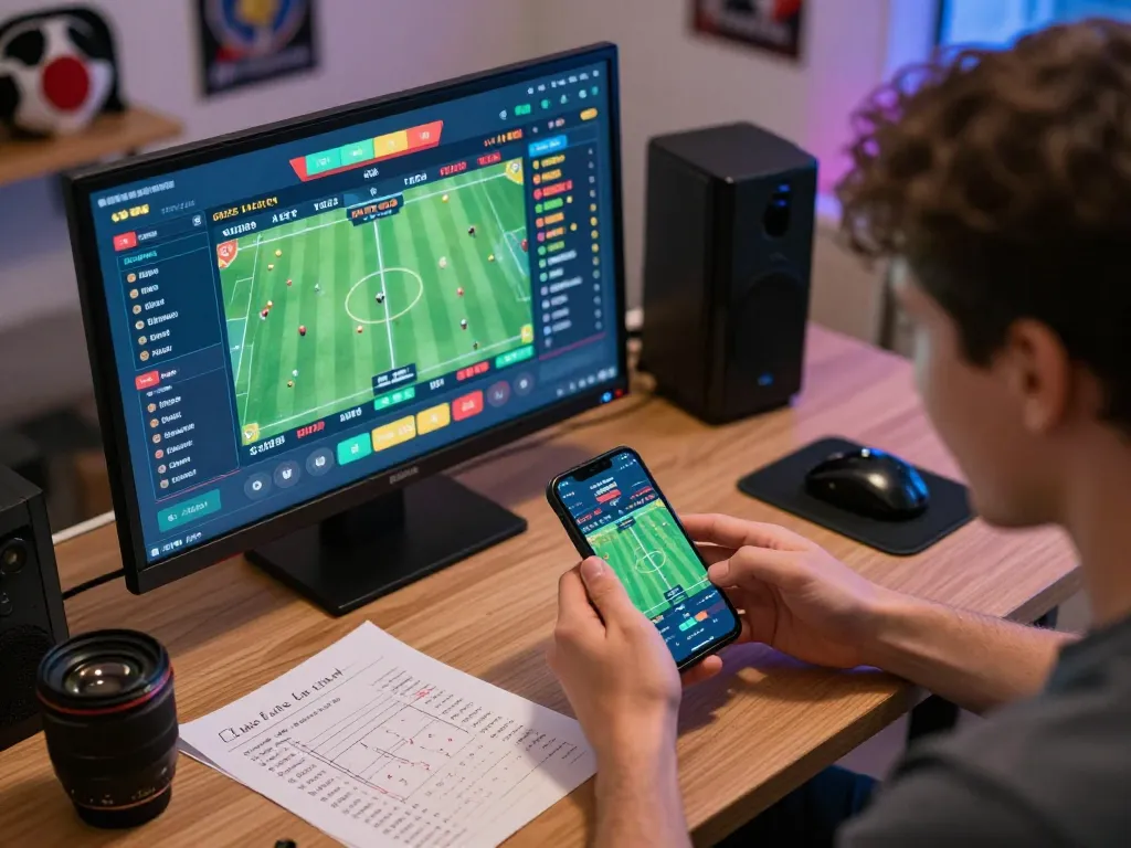 Player engaging in dynamic betting at Nhà cái KONG88 with smartphone and sports odds on screen.