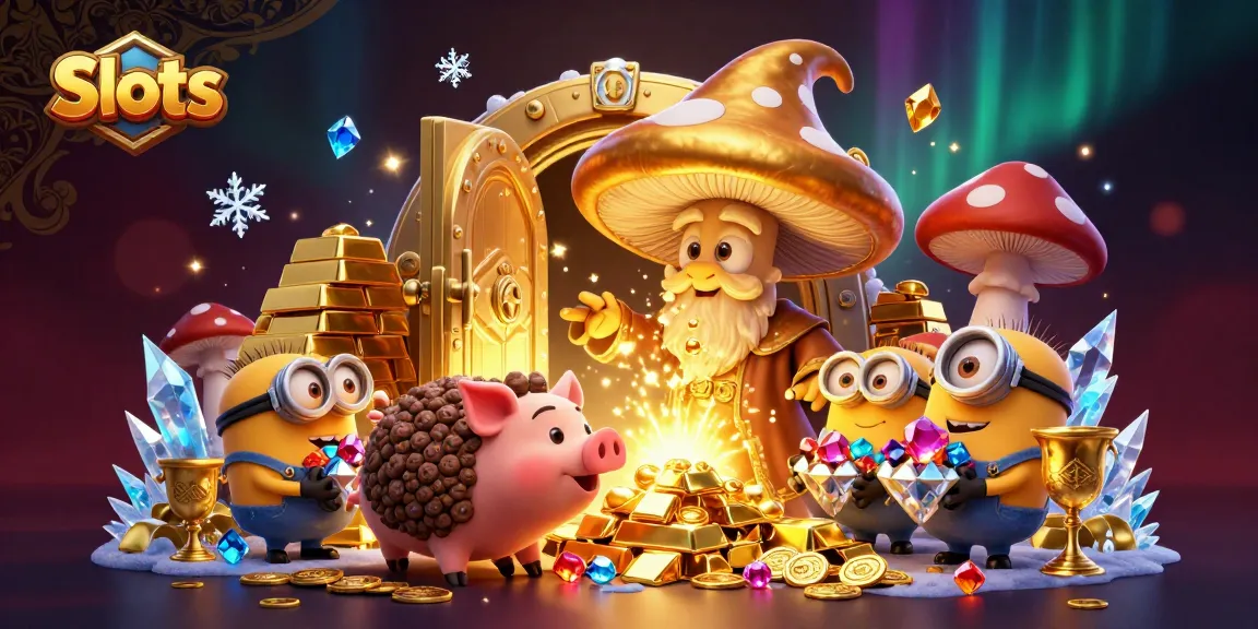 Spin and win on dazzling Slots with golden treasures and magical characters illuminating the scene.