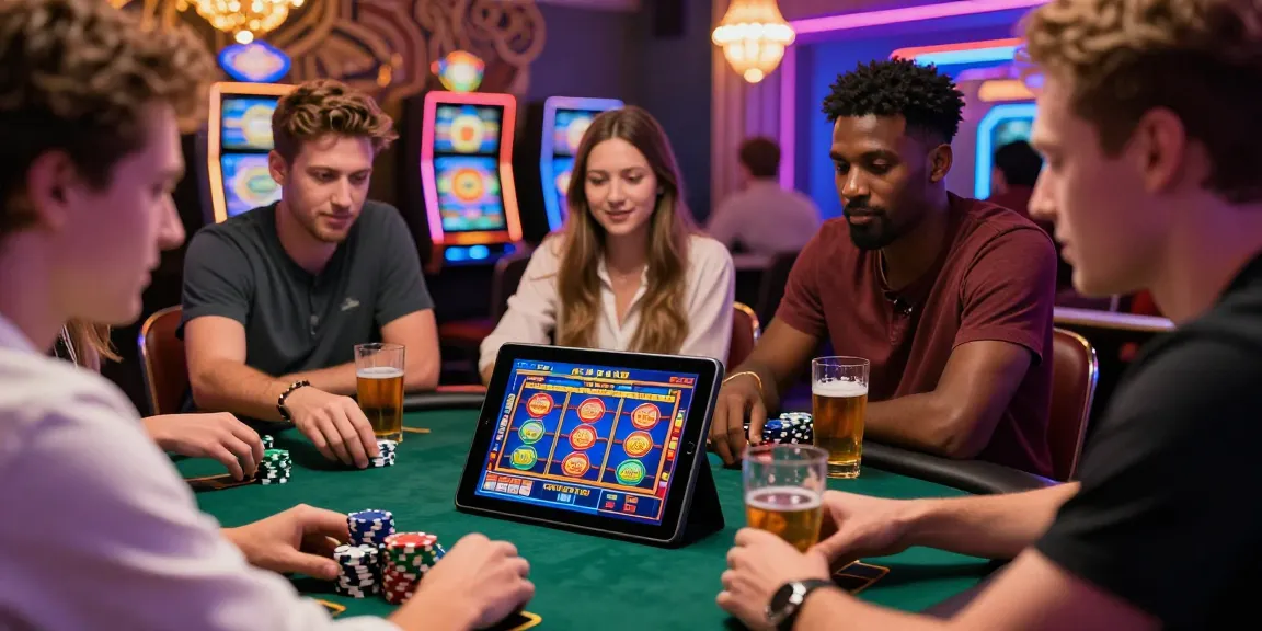 Engaged players enjoying bonus buy slots at a lively online casino setting with colorful graphics and vibrant atmosphere.