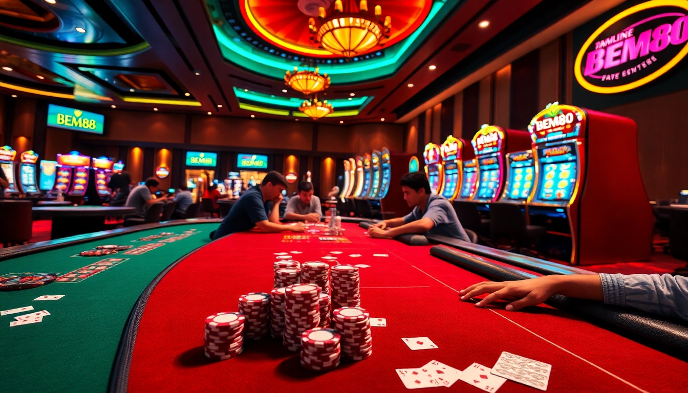 Experience the vibrant thrill of Bem88's luxurious online casino with engaging games and players.