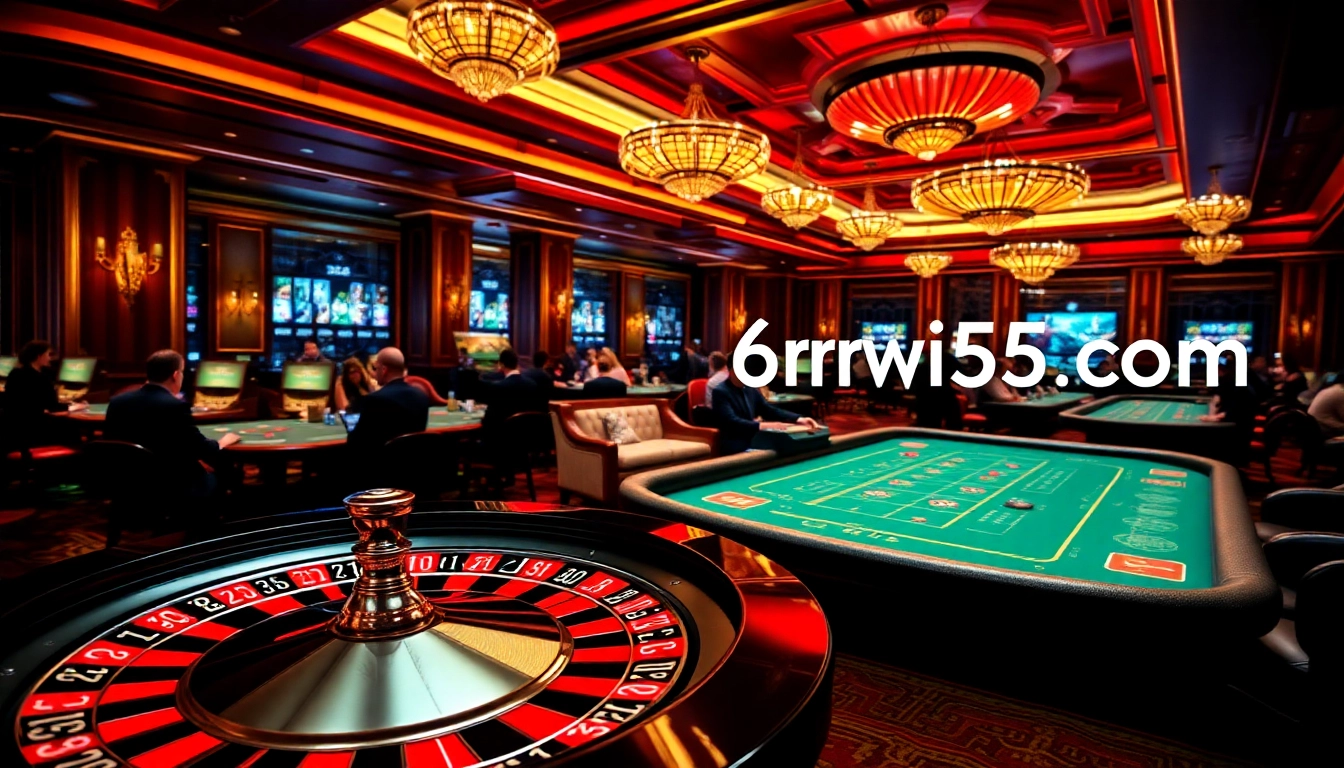 Spin to win at 6rwin55.com with a luxurious roulette wheel and vibrant gaming atmosphere.