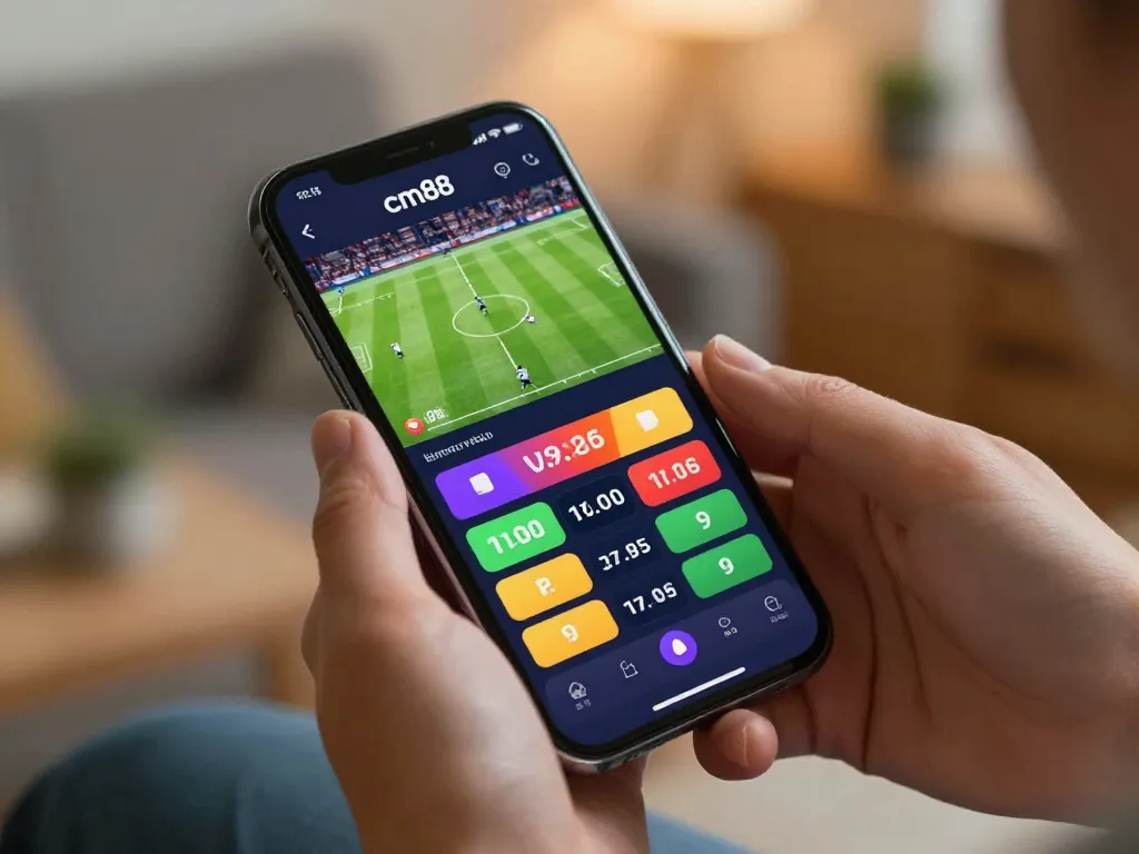 Engaging cm88 mobile sports betting experience showing live football bets.