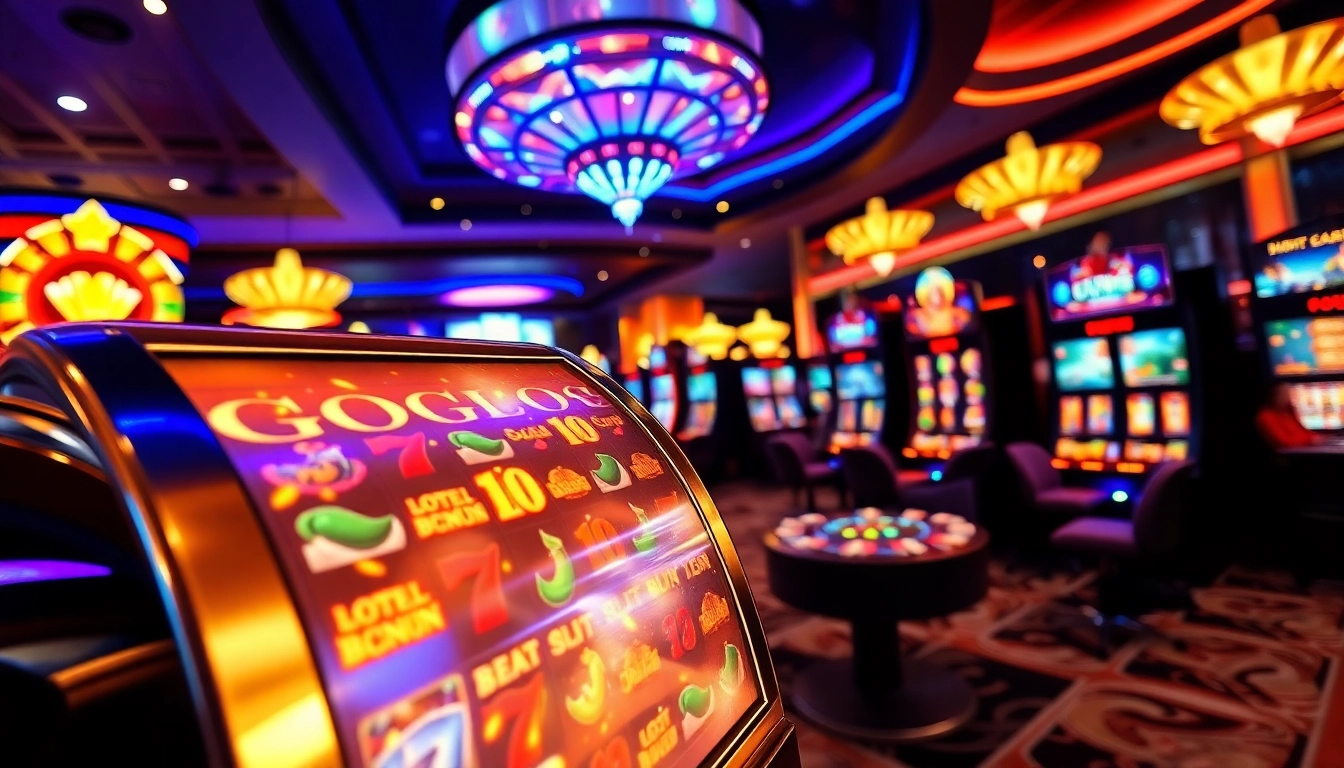 Experience the thrill of online slots Malaysia with an exciting casino scene showcasing vibrant visuals.