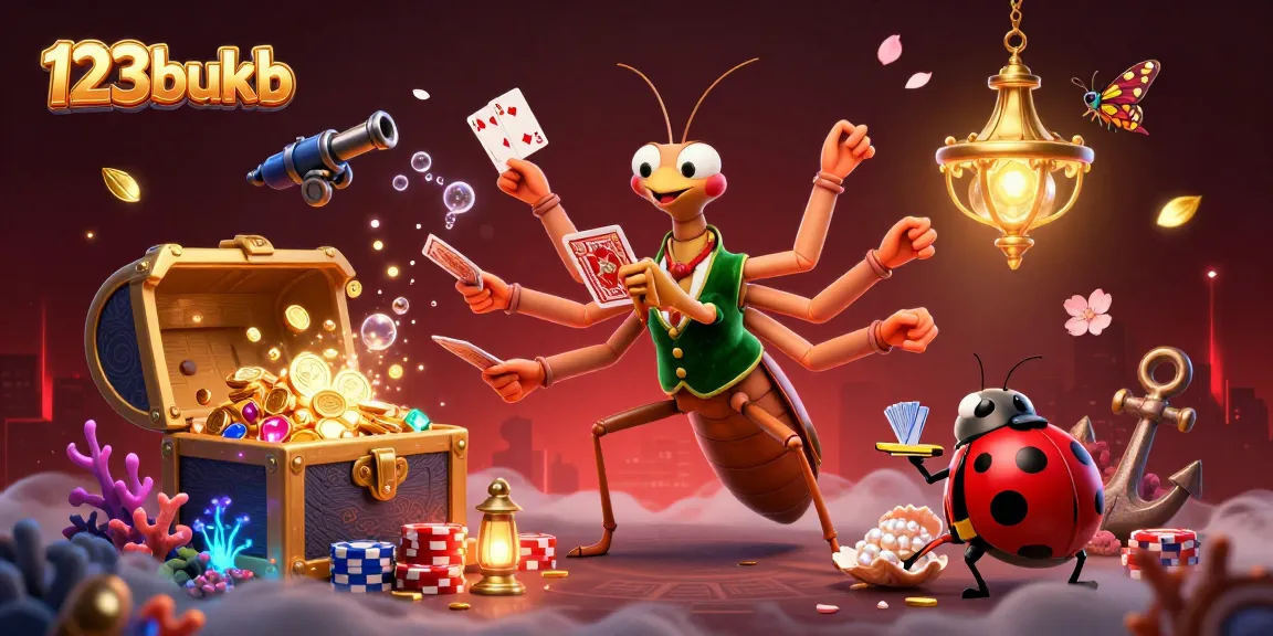 Experience thrilling moments at 123bukb with a lively casino scene featuring a mantis dealer.