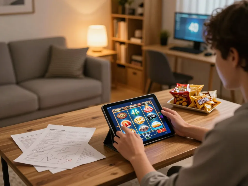 Engaging in a strategic session playing slot 4D online in a cozy home setup.