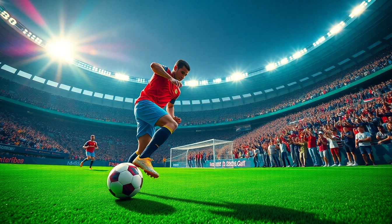 Exciting football action featuring players in a game centered around mm88 futbol, capturing motion and energy.