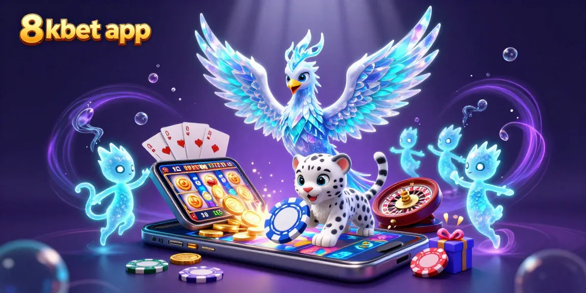 Experience the thrill of the 8xbet app with an exciting casino scene featuring vibrant characters and gaming elements.