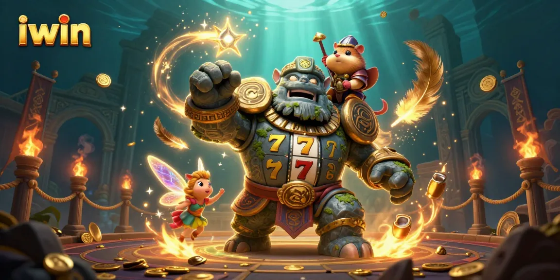 Win big with iwin's exciting slots in a magical golem casino adventure.