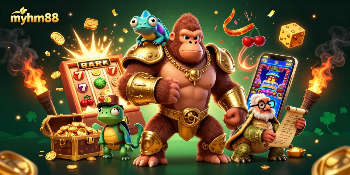 Experience exciting gameplay with myhm88 in this vibrant 3D casino illustration featuring thrilling slot machines and joyful characters.