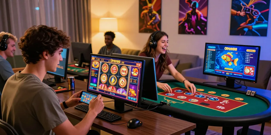 Players enjoying games at Open88, showcasing vibrant gaming atmosphere and modern design.