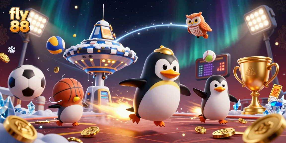 Experience thrilling action with fly 88 as the golden penguin races to a casino in space.