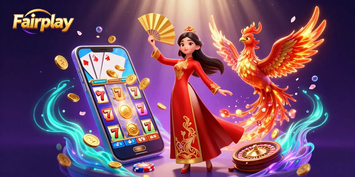 Experience Fairplay's dynamic casino scene with captivating visuals of games and vibrant characters.