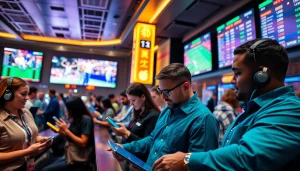 Engage in online Betting with a professional sportsbook atmosphere showcasing diverse bettors.