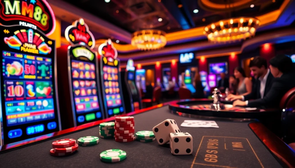 Experience excitement at MM88 with a vibrant online casino scene featuring slots, poker, and roulette.