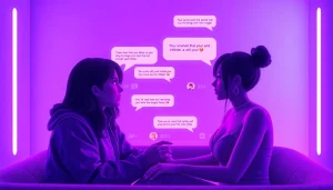 Experience engaging ai sex chat in a futuristic digital interface with intimate AI avatars.
