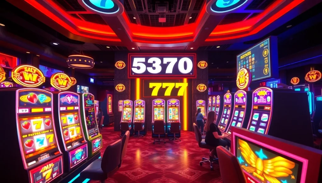 Exciting online gaming scene featuring Kode4d link with vibrant slot machines and animated symbols.