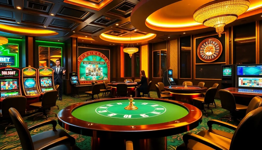 Experience thrilling action at thabet with an elegant poker table and vibrant gaming atmosphere.
