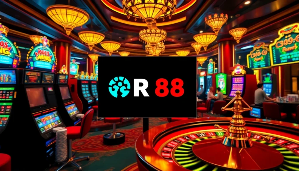 Experience the thrilling atmosphere of RR 88 online gambling with vibrant casino visuals.