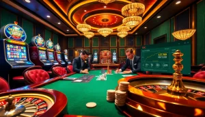 KJC's online platform showcases high-stakes poker excitement with vibrant casino visuals.