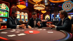 Engage with the thrilling action of a poker game at a luxurious casino, showcasing the excitement of 링크모음.