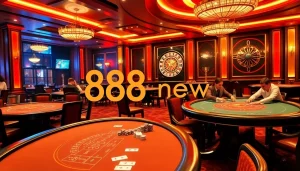 Experience thrilling gameplay at 888 new casino with vibrant poker tables and luxurious decor.