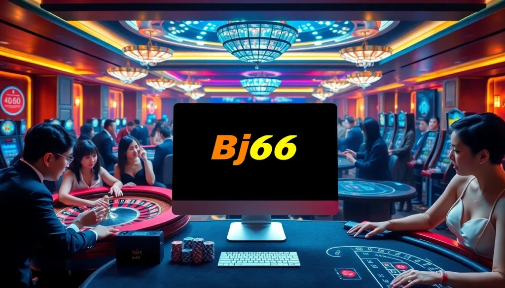 Exciting gambling scene at Nhà cái Bj66 with professional dealers and thrilling games.