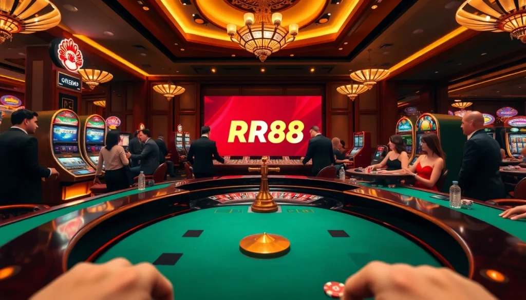 Experience the excitement of RR88 at a luxurious casino table filled with eager players.