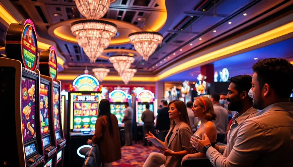 Experience thrilling spins at a premium 슬롯사이트 with vibrant slot machines and engaged players.