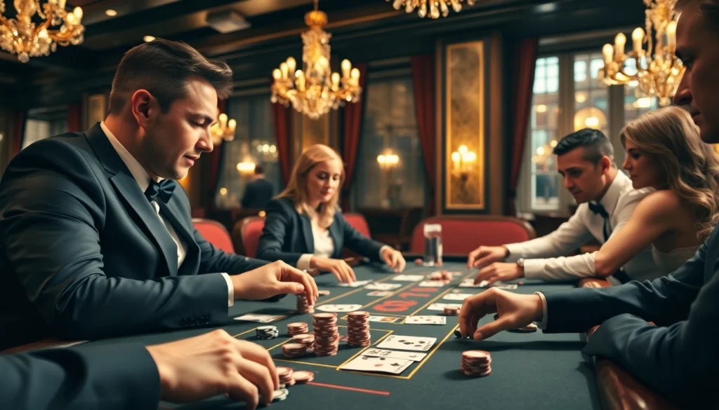 에볼루션 바카라의 생생한 플레이 상황에서 긴장감을 느끼는 플레이어들의 모습.