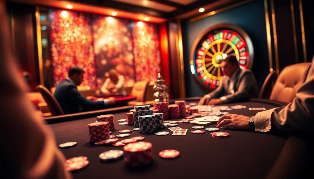 Experience high-stakes excitement at https://kuwinblog.com/ with a luxurious casino scene featuring poker and roulette.