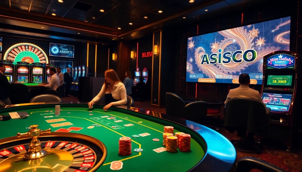 Play engaging casino games at https://asisco.ae.org/, featuring roulette wheels, poker tables, and vibrant slot machines.