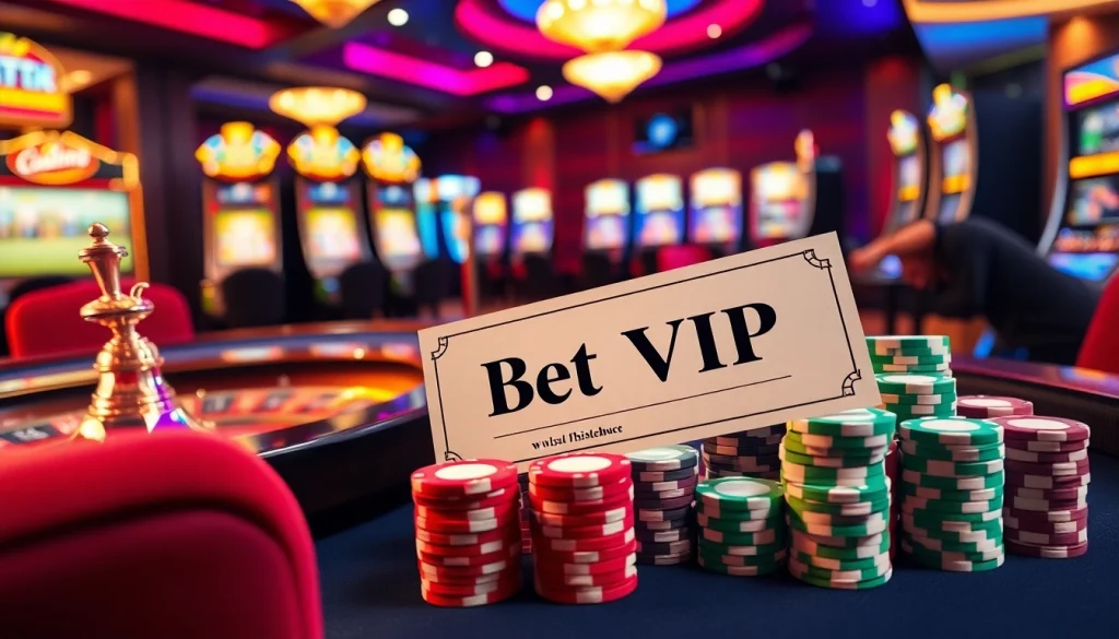 Trải nghiệm sự hồi hộp của trò chơi cược cao cùng Bet VIP tại một casino sống động.