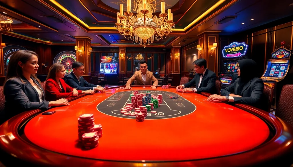 Players enjoy thrilling poker matches while showcasing VB88 casino excitement.
