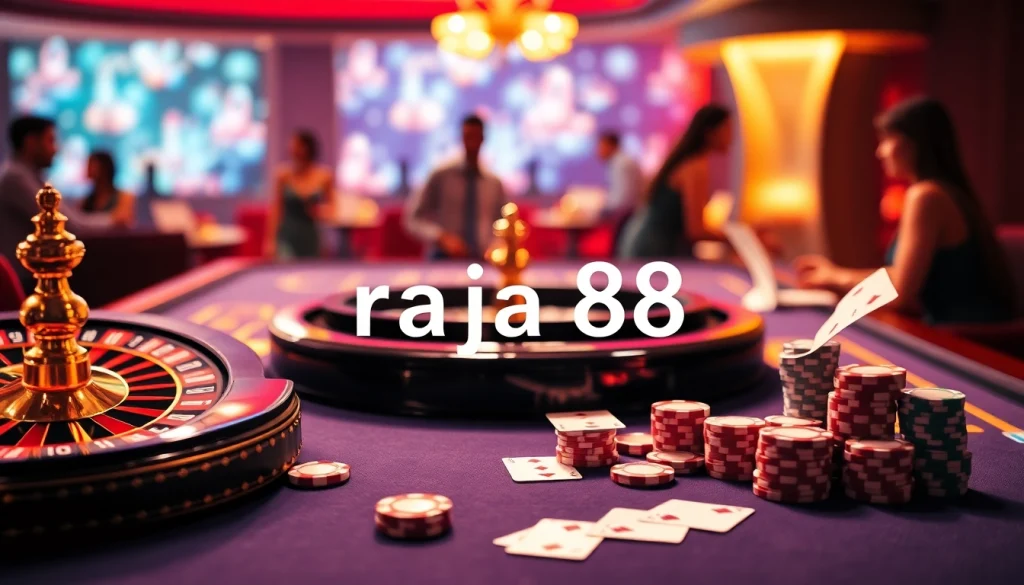 Experience the thrill of raja 88 at an exciting casino table with vibrant chips and cards.