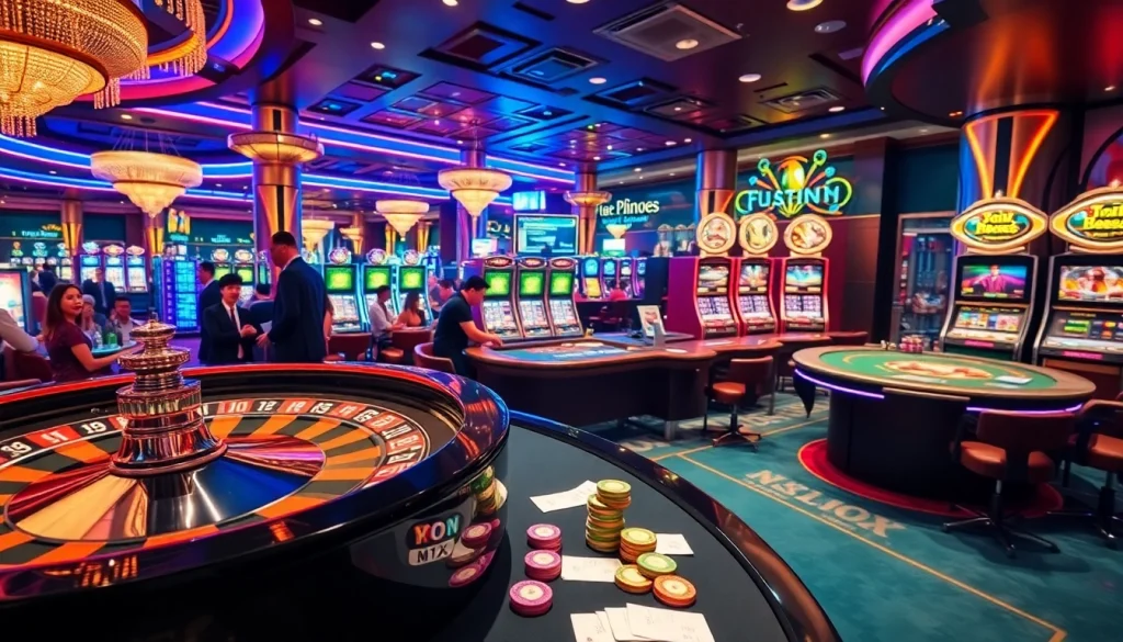 Experience the excitement of gambling at tt88.mex.com amidst vibrant casino scenes.