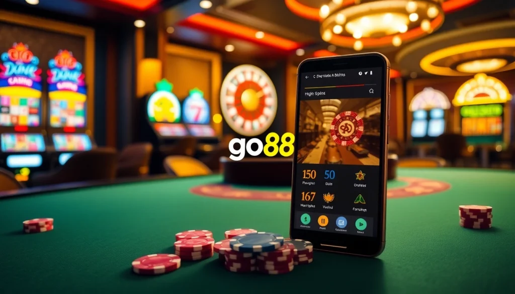 Experience thrilling gameplay at go88 with vibrant casino elements and high-stakes ambiance.