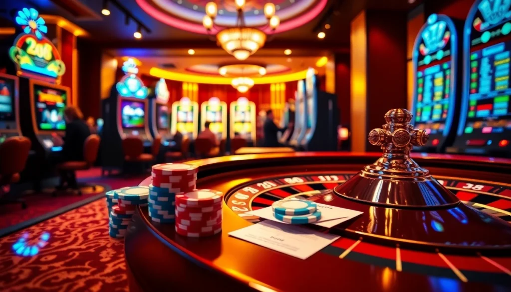 Excited gamblers engage at a roulette table featuring https://nh88.net/ with colorful chips and vibrant gaming ambiance.