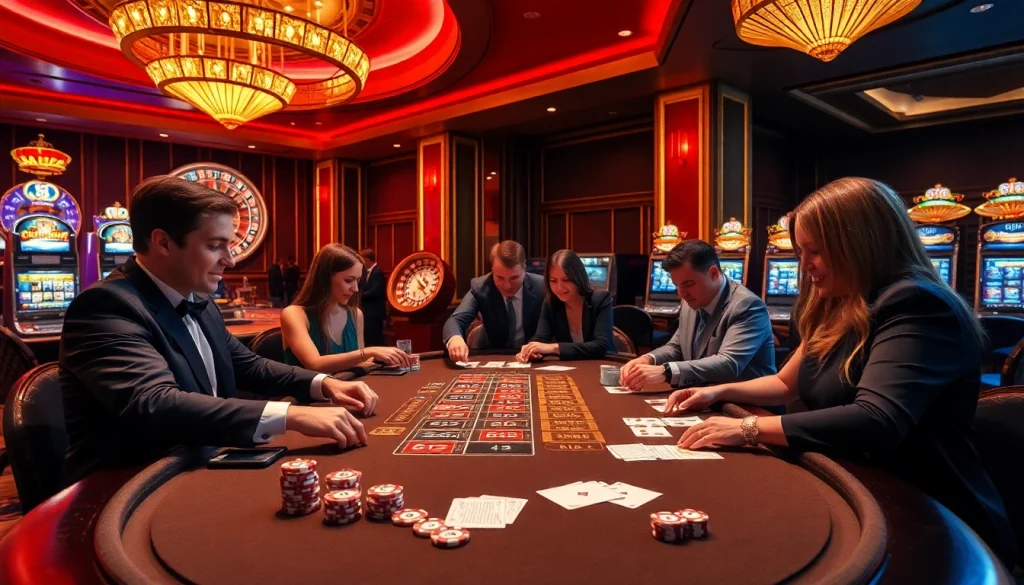Players engaging in a high-stakes game at a luxurious 88i casino table.