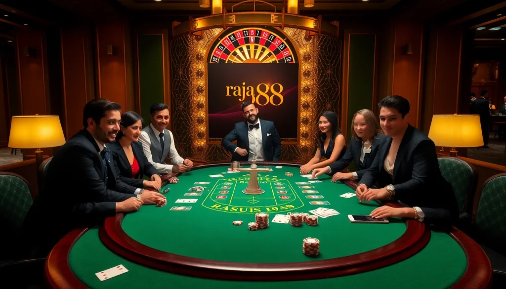 Engage with the raja 88 casino experience through a captivating poker scene filled with excitement.