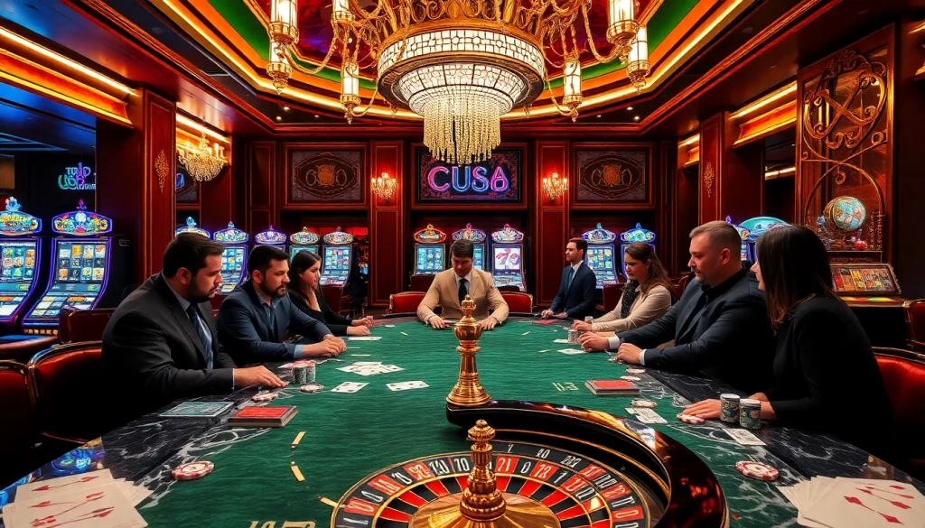 Players enjoying a poker game at an elegant casino table highlighting the excitement of u888 gambling.