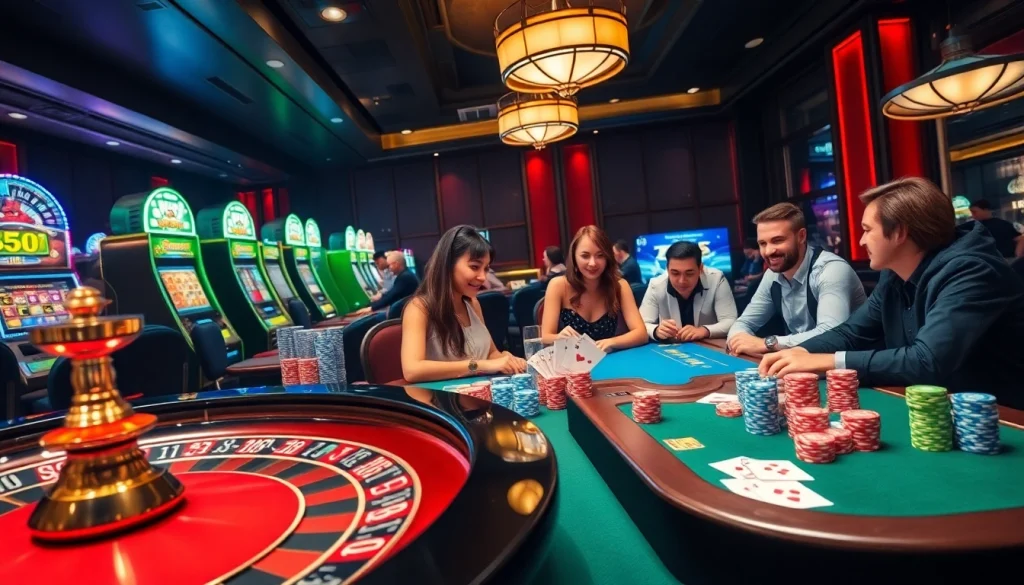 Experience thrilling gameplay at KK55.com with vibrant casino tables, poker chips, and slot machines.