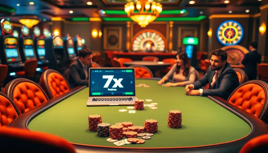 Experience online poker excitement with the 7xl סוכן as players engage at a high-stakes table.